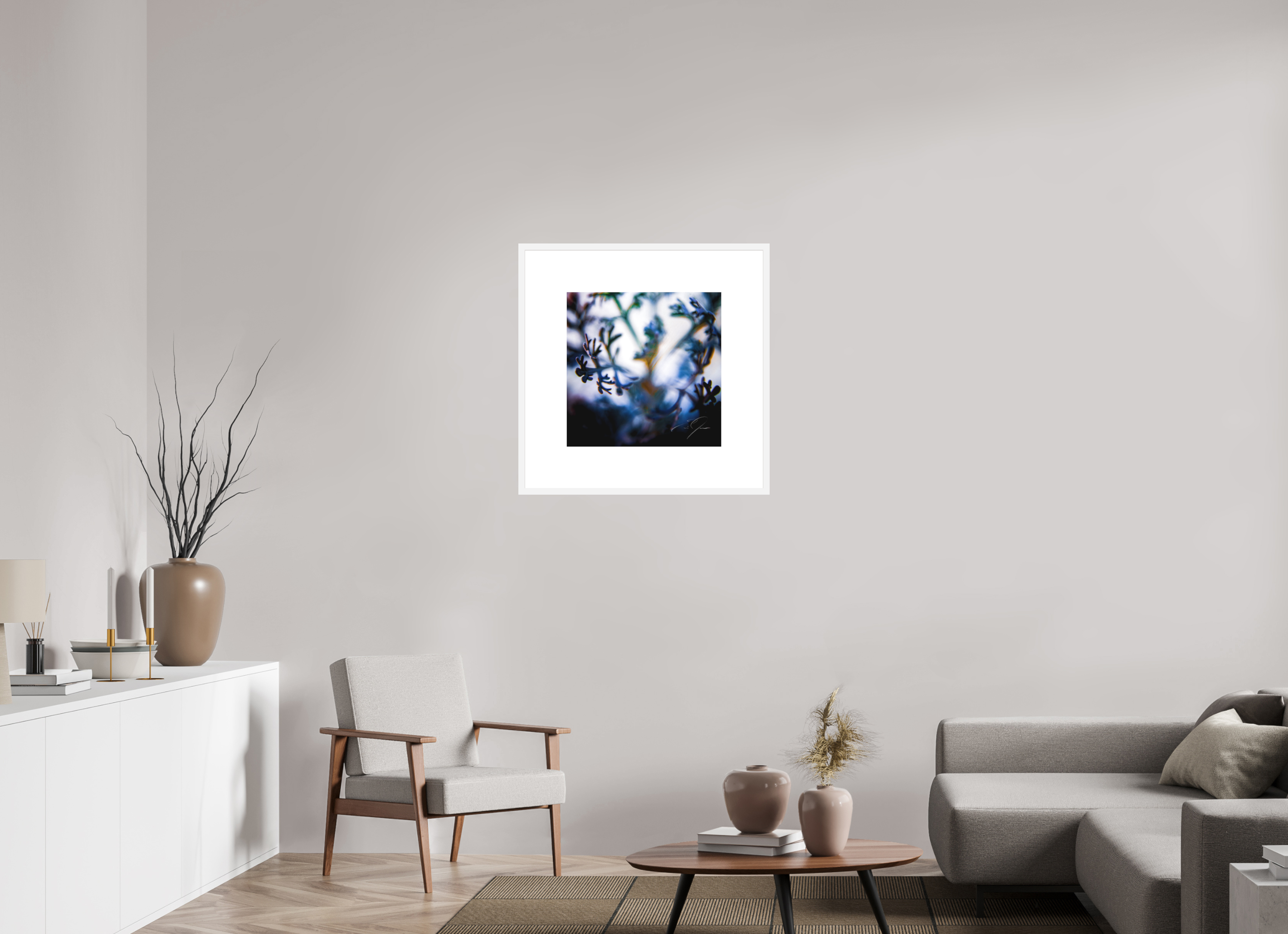 20 x 20″, FRAME SOLID WOOD [FUJIFLEX HIGH GLOSS MATTE FLOAT GLASS] SENTIENCE