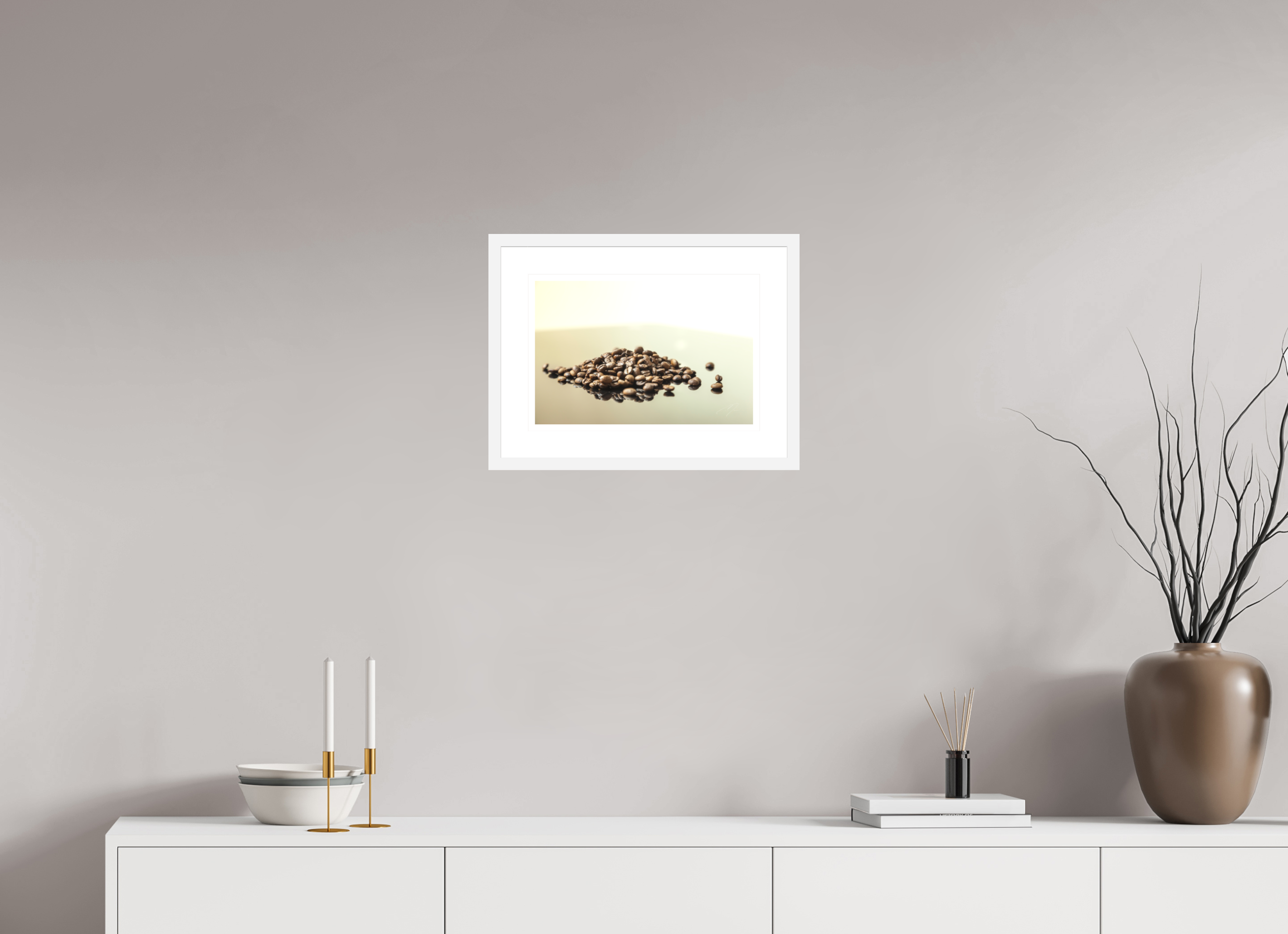 15 x 10″, FRAME - SOLID WOOD [FUJIFLEX] COFFEE BEANS, No.2