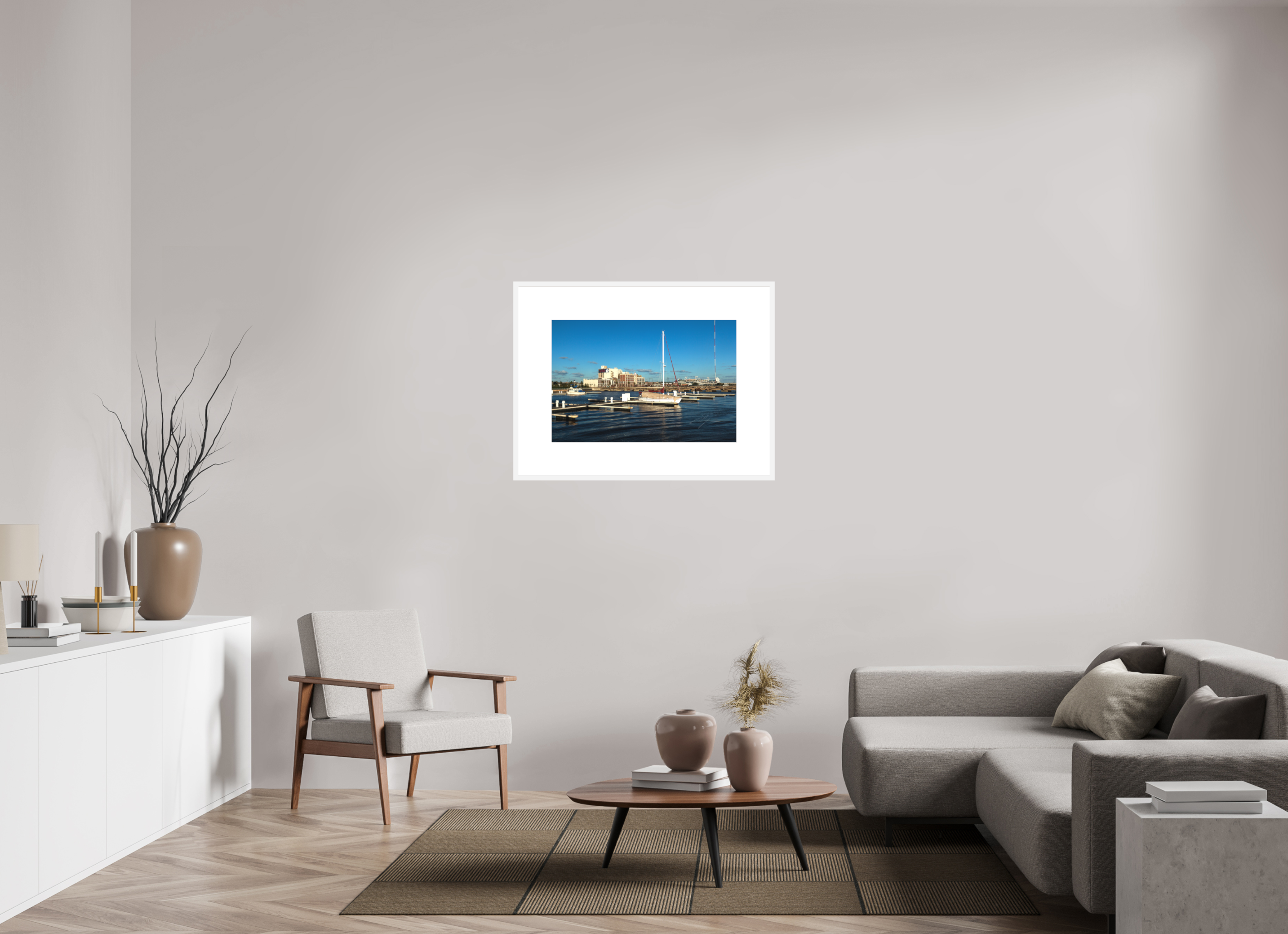 30 x 20″, FRAME SOLID WOOD [FUJIFLEX HIGH GLOSS MATTE FLOAT GLASS] SAIL AWAY