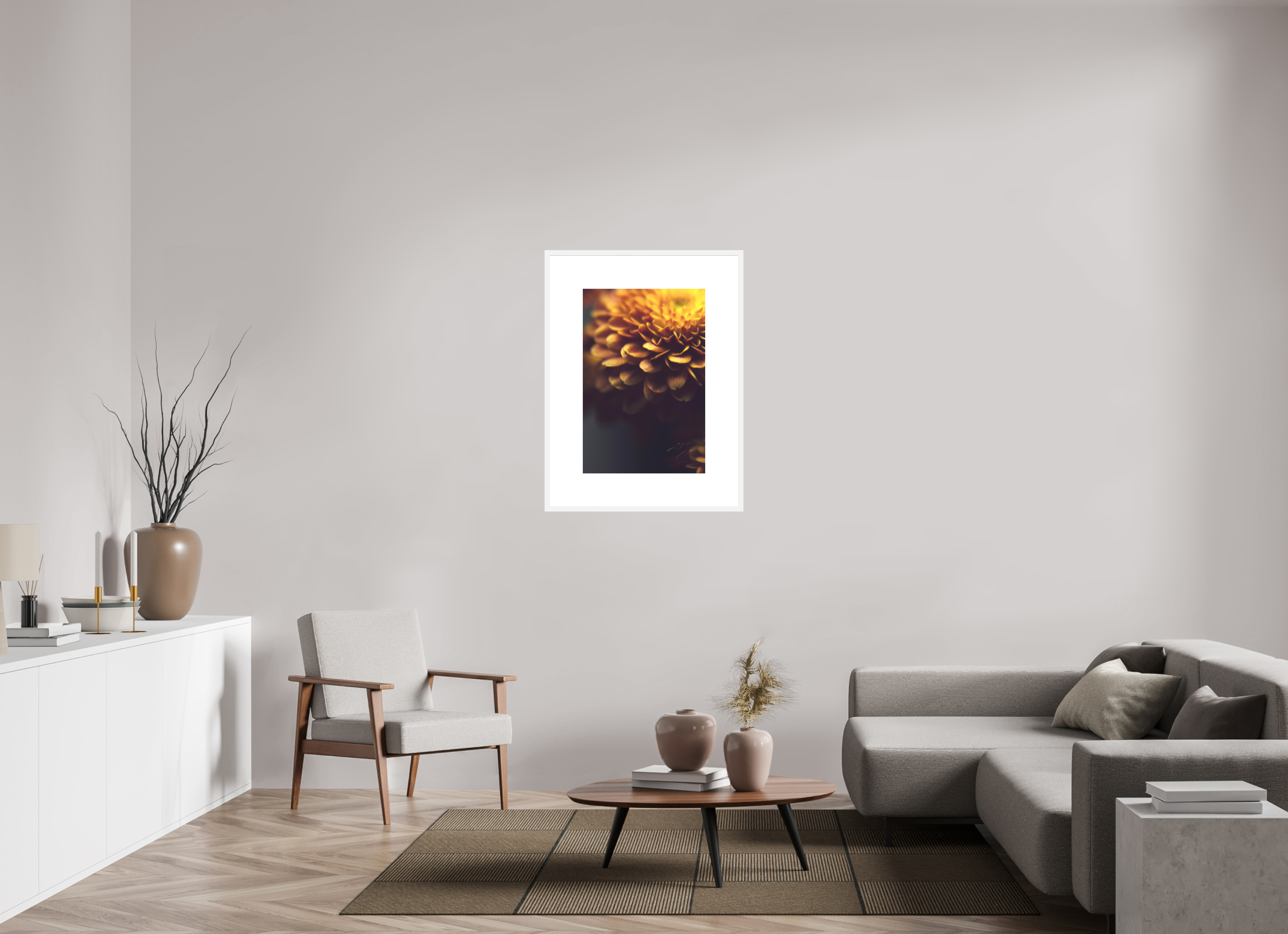 20 x 30″, FRAME SOLID WOOD [FUJI CRYSTAL DP II MATTE FLOAT GLASS] RUSTIC PETALS