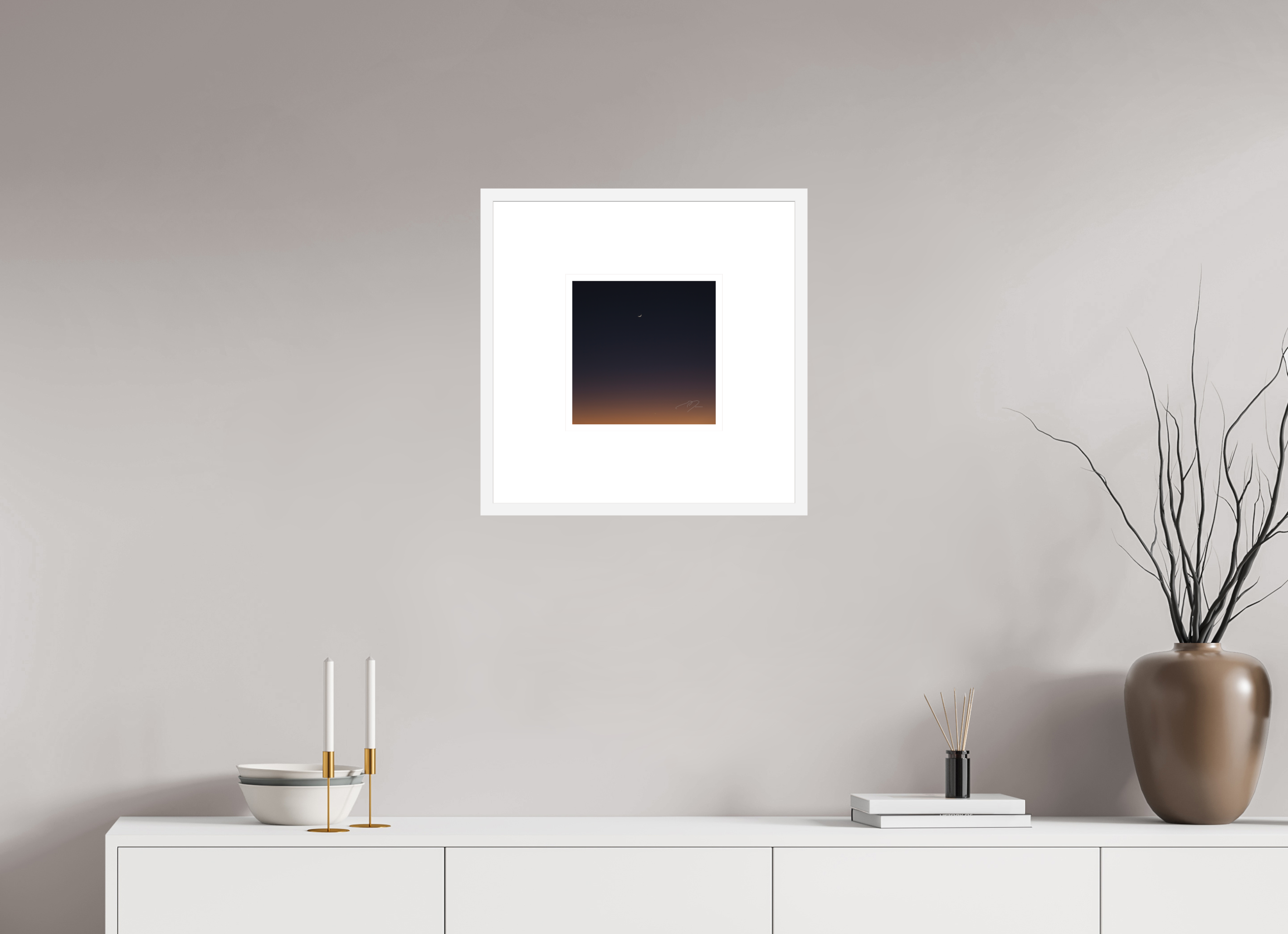 10 x 10″, FRAME SOLID WOOD [FUJI CRYSTAL DP II MATTE FLOAT GLASS] CRESCENT