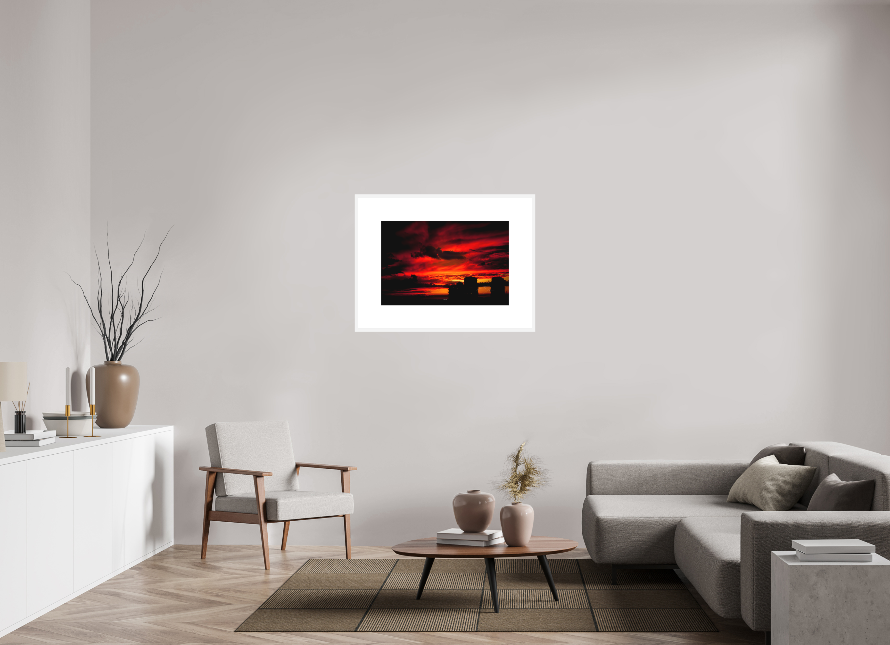 30 x 20″, FRAME SOLID WOOD [FUJI CRYSTAL DP II MATTE FLOAT GLASS] RED SKY