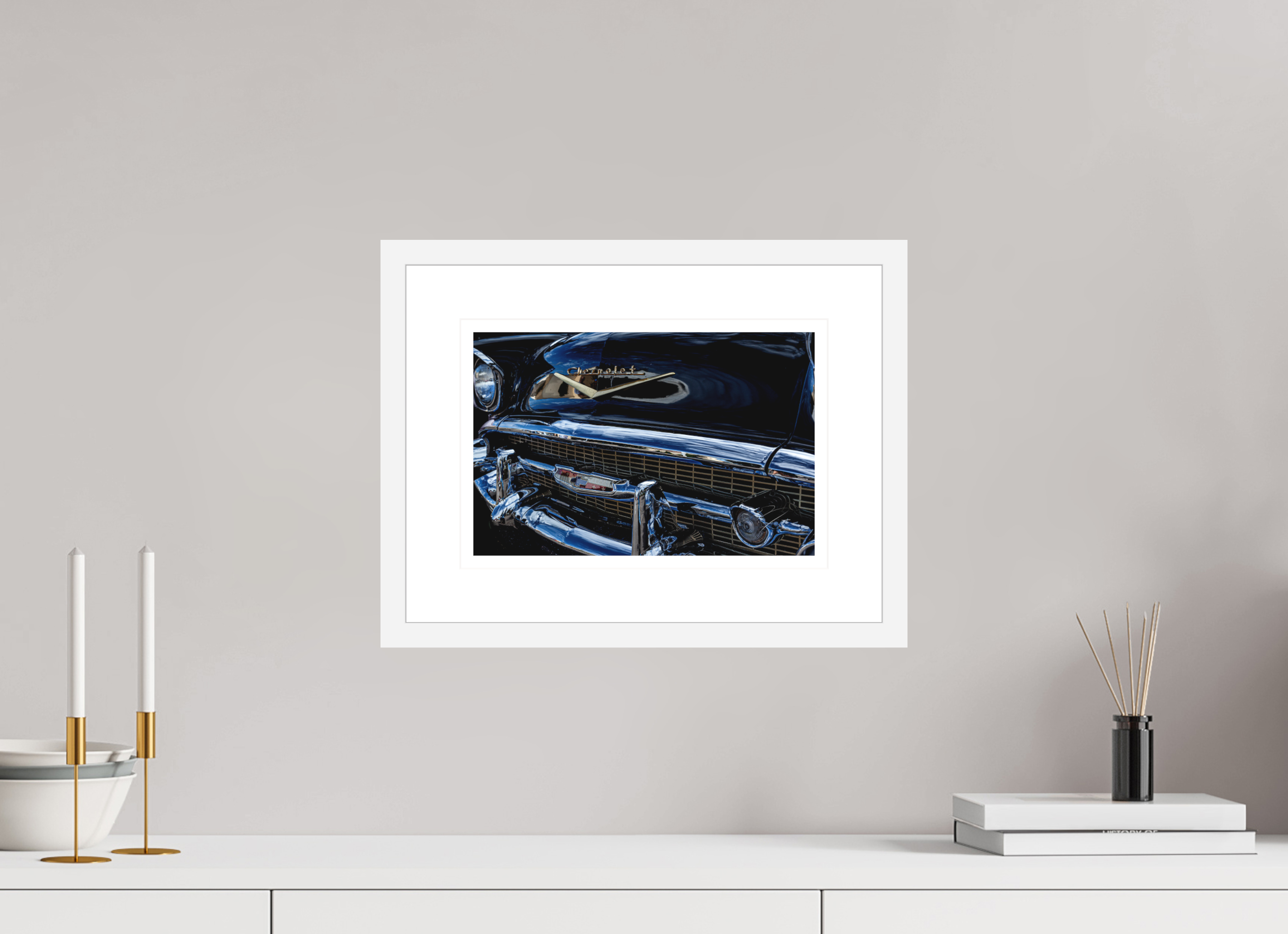 12 x 8″, FRAME - SOLID WOOD [FUJIFLEX] 1957 CHEVY BEL AIR, No.3