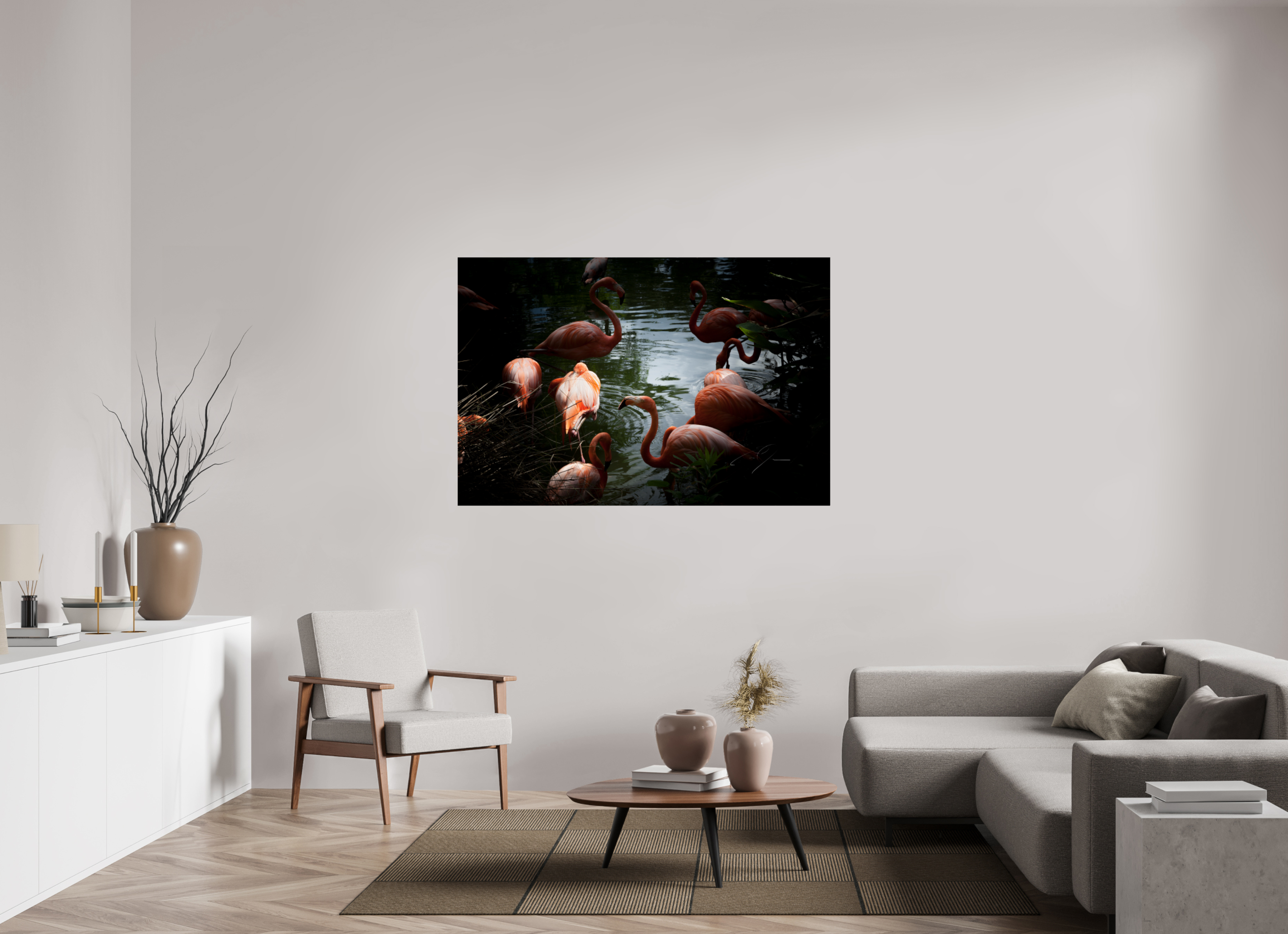 60 x 40″, PHOTO PRINT - FUJIFLEX HIGH GLOSS FLAMINGOS