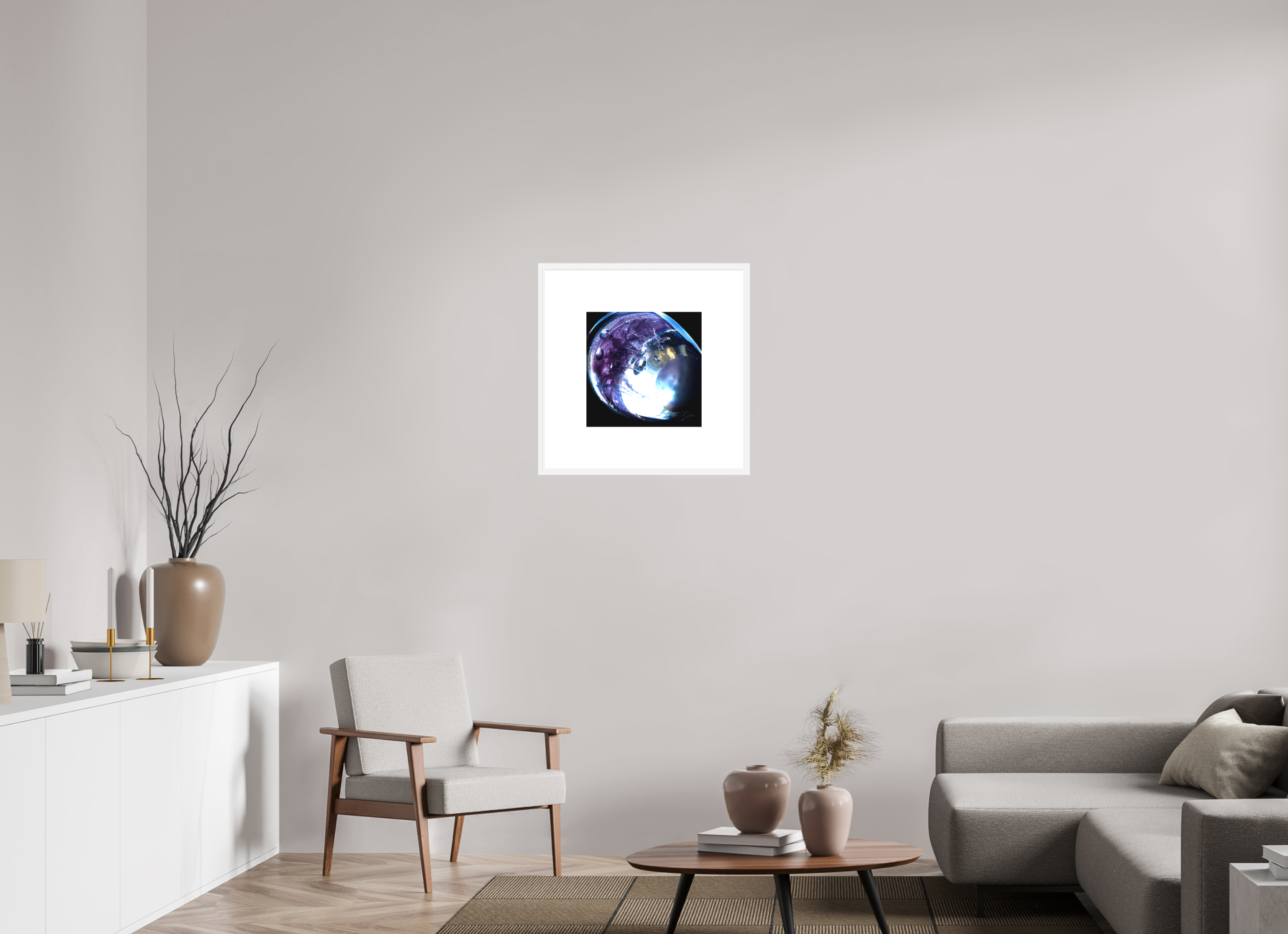 15 x 15″, FRAME SOLID WOOD [FUJIFLEX HIGH GLOSS MATTE FLOAT GLASS] ENCOMPASS