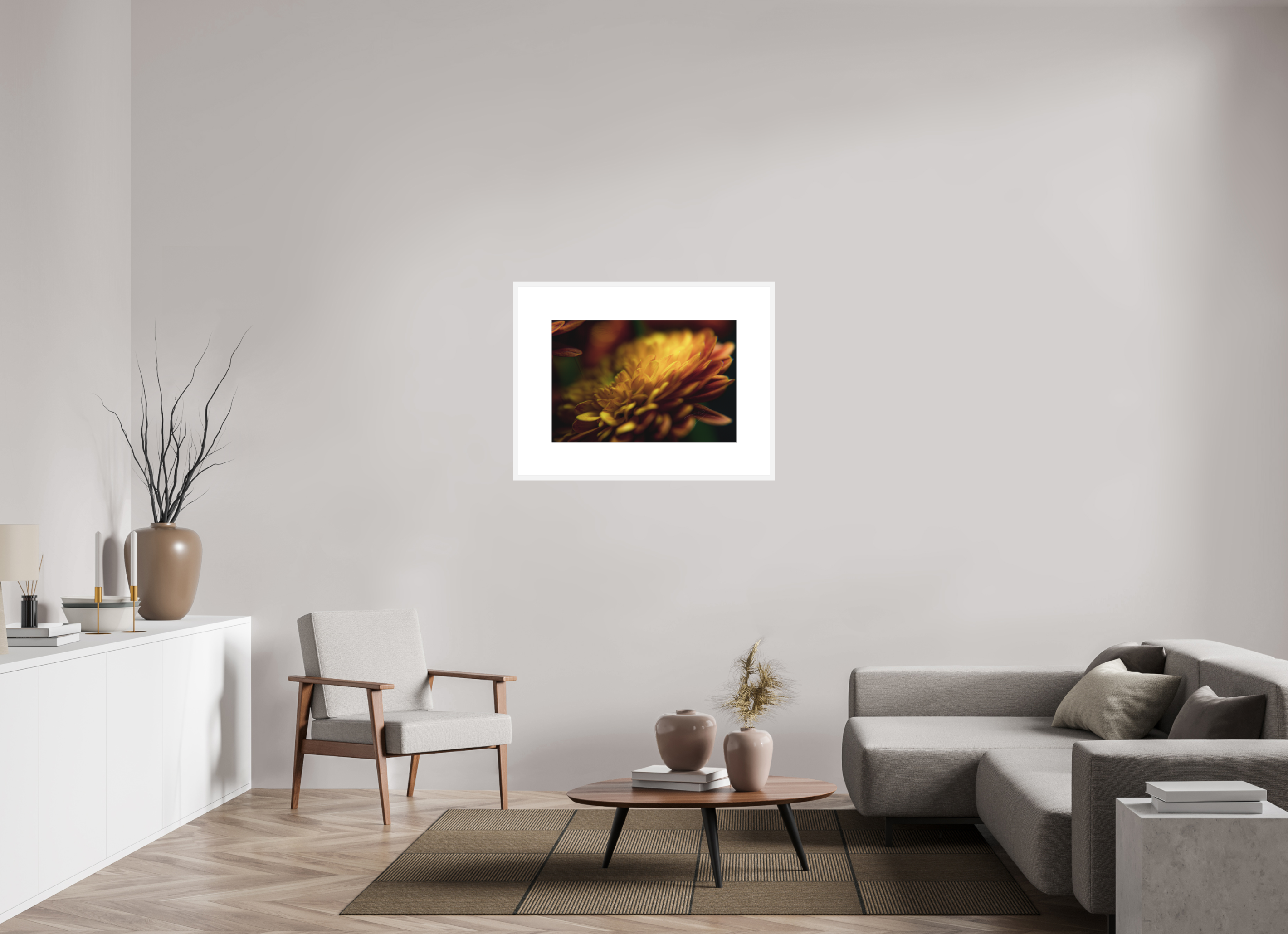 30 x 20″, FRAME SOLID WOOD [FUJI CRYSTAL DP II MATTE FLOAT GLASS] PETALS' GLOW