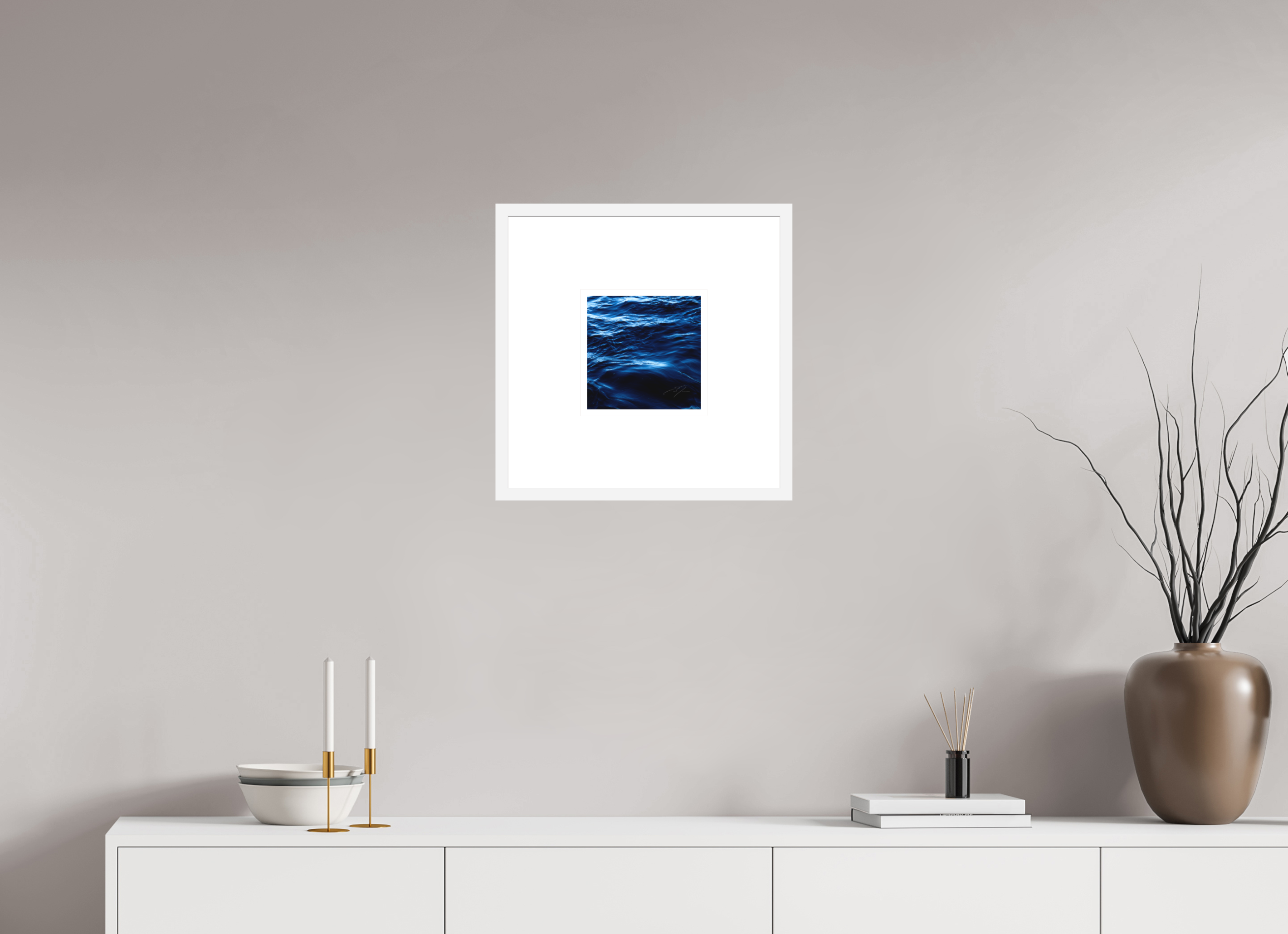 8 x 8″, FRAME SOLID WOOD [FUJIFLEX HIGH GLOSS MATTE FLOAT GLASS] WATER, No.10