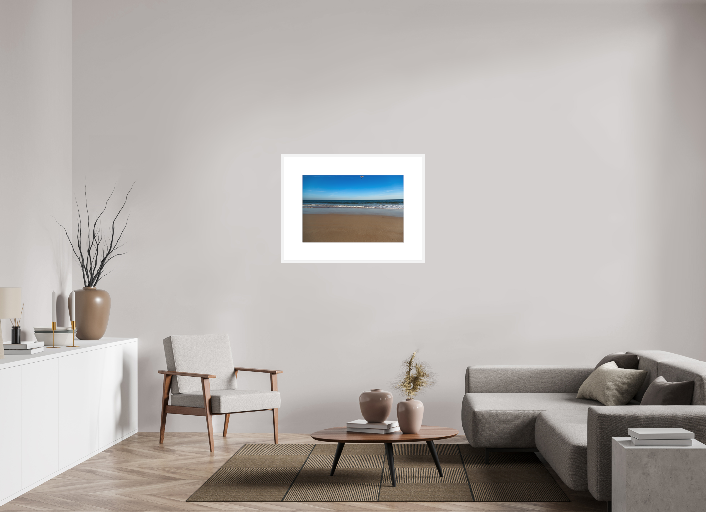 30 x 20″, FRAME SOLID WOOD [FUJI CRYSTAL DP II MATTE FLOAT GLASS] COASTAL FLIGHT