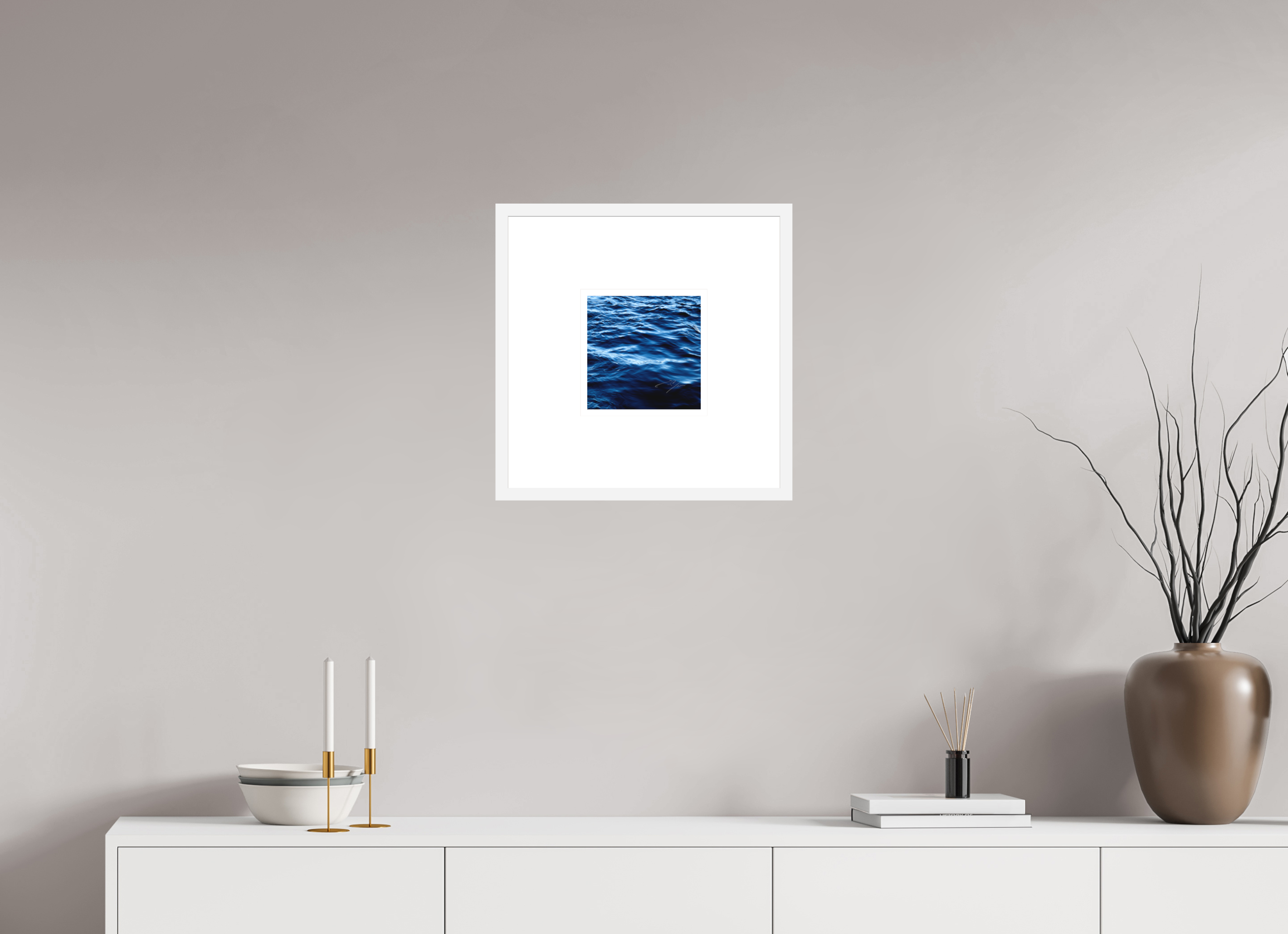 8 x 8″, FRAME SOLID WOOD [FUJI CRYSTAL DP II MATTE FLOAT GLASS] WATER, No.4