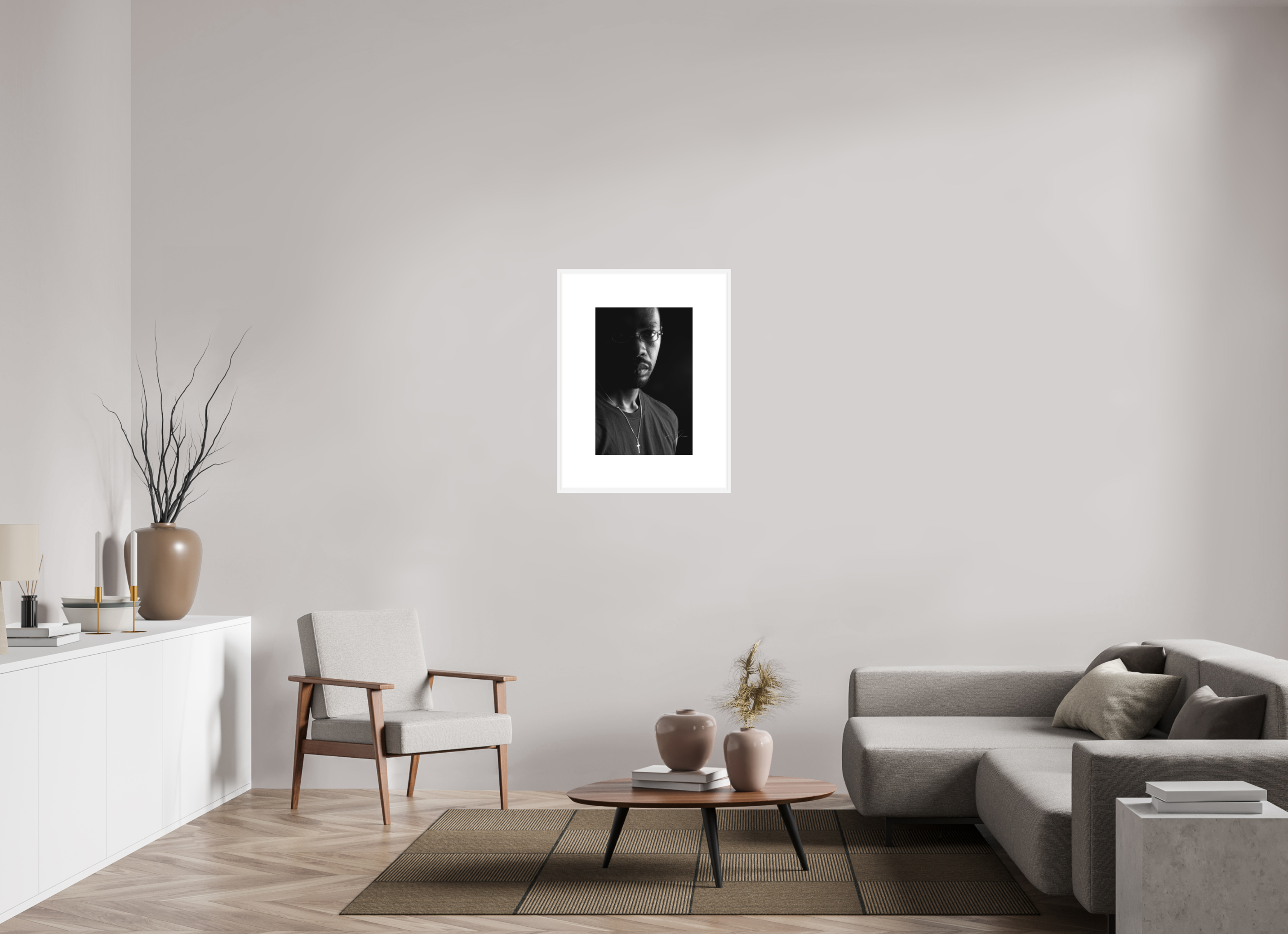 16 x 24″, FRAME SOLID WOOD [FUJI CRYSTAL DP II MATTE FLOAT GLASS] AM.