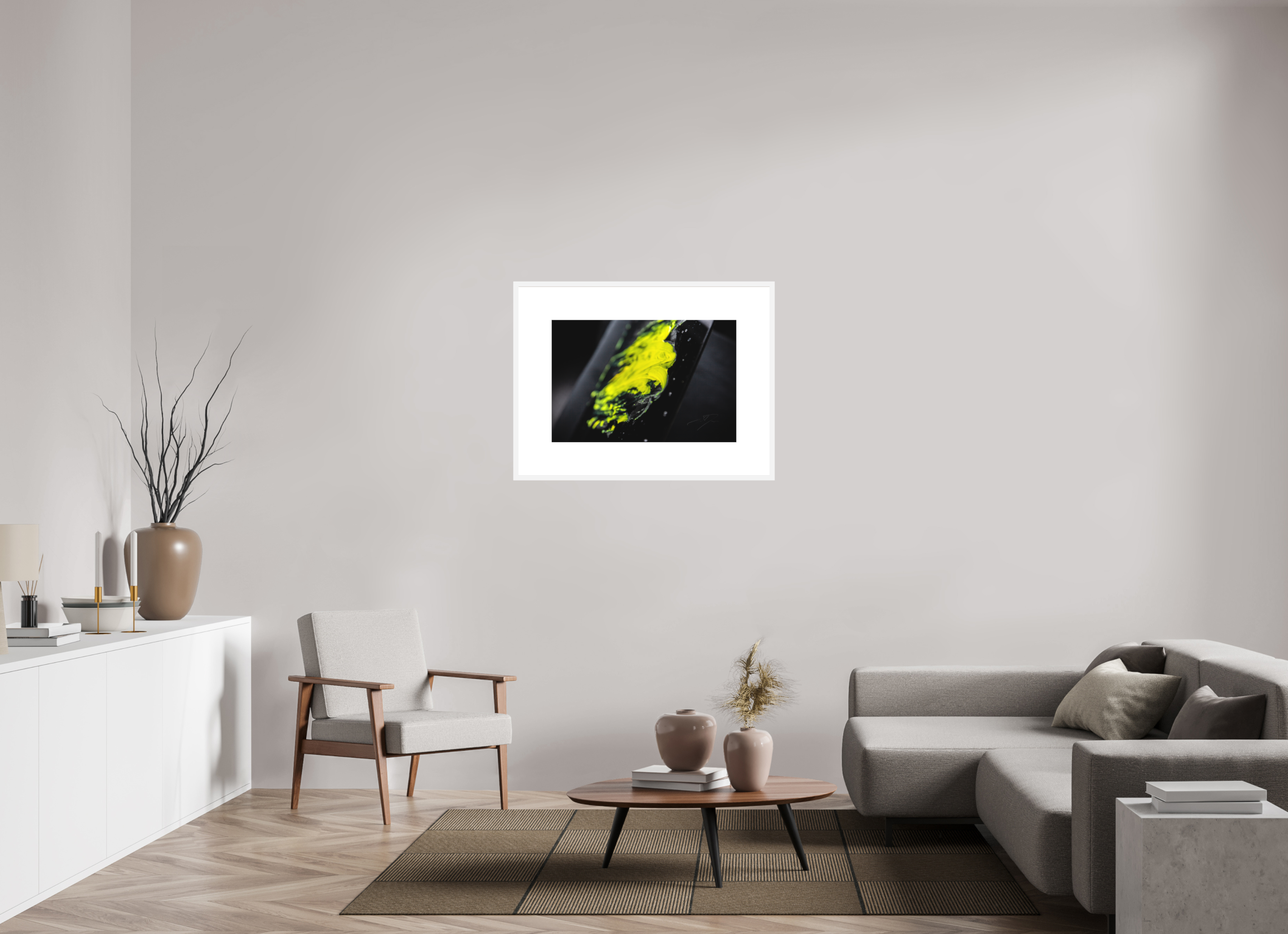 30 x 20″, FRAME SOLID WOOD [FUJIFLEX HIGH GLOSS MATTE FLOAT GLASS] YELLOW, No.5