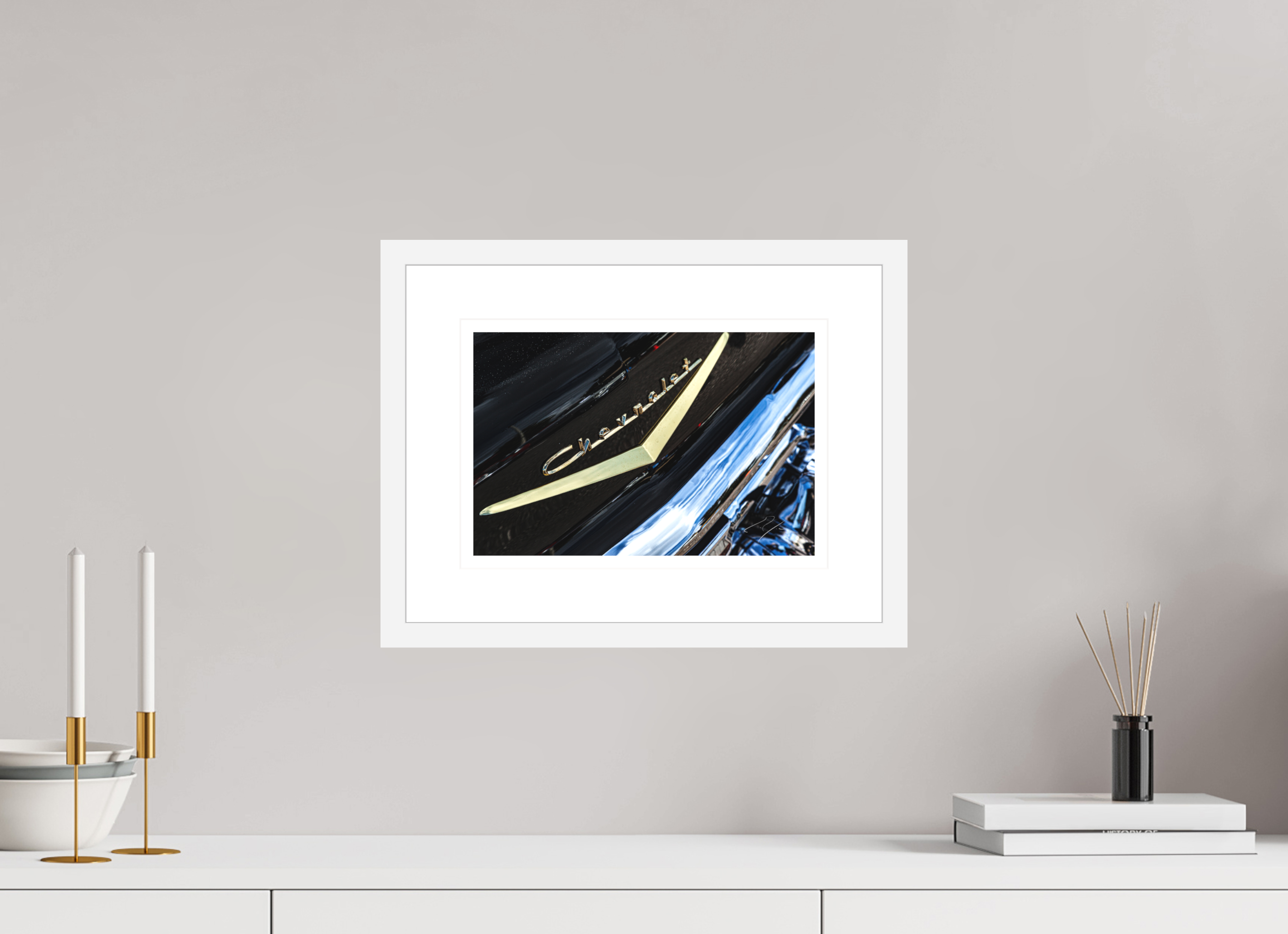 12 x 8″, FRAME - SOLID WOOD [FUJIFLEX] 1957 CHEVY BEL AIR, No.7