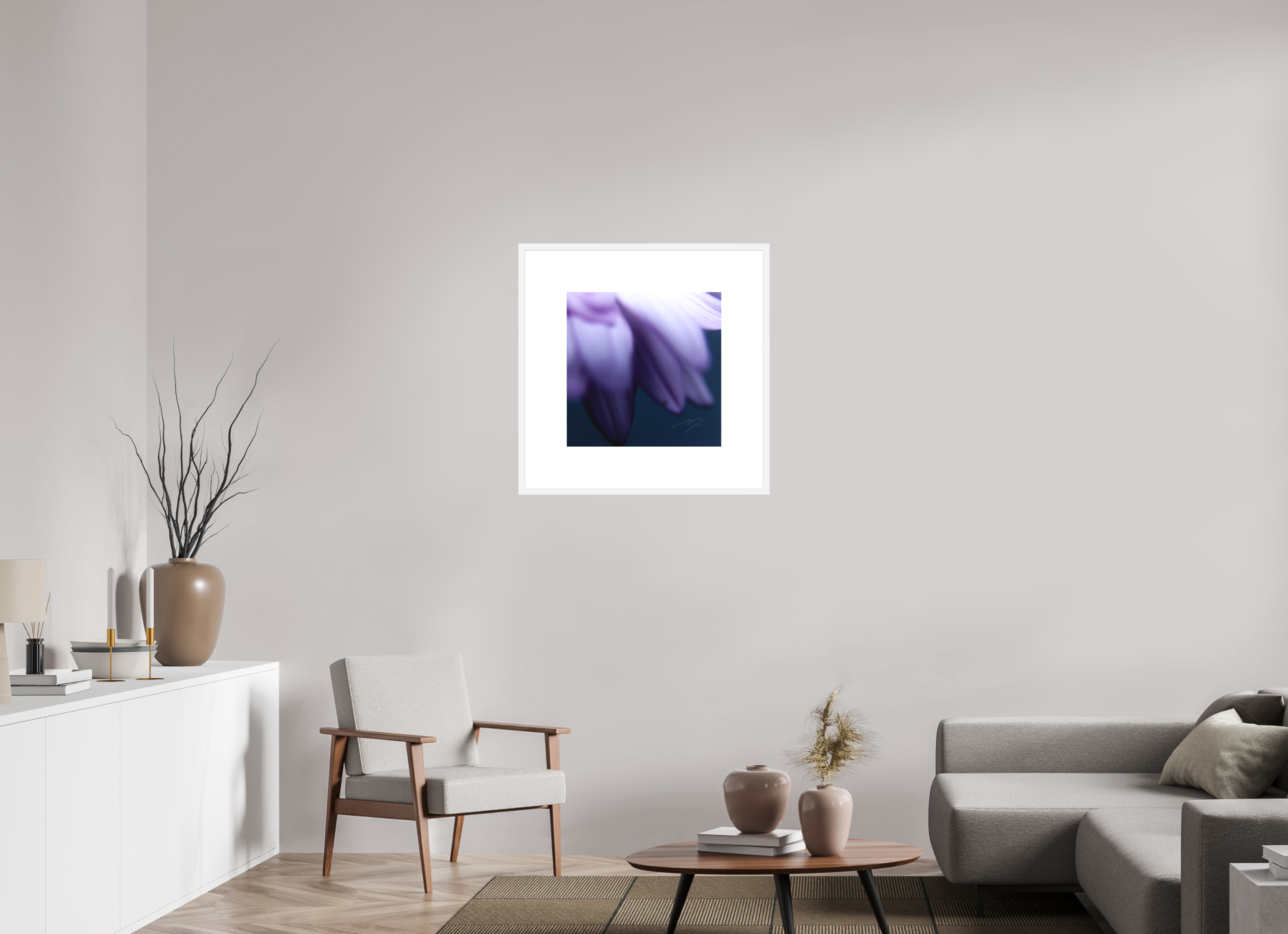 20 x 20″, FRAME SOLID WOOD [FUJI CRYSTAL DP II MATTE FLOAT GLASS] PETALS' EDGE