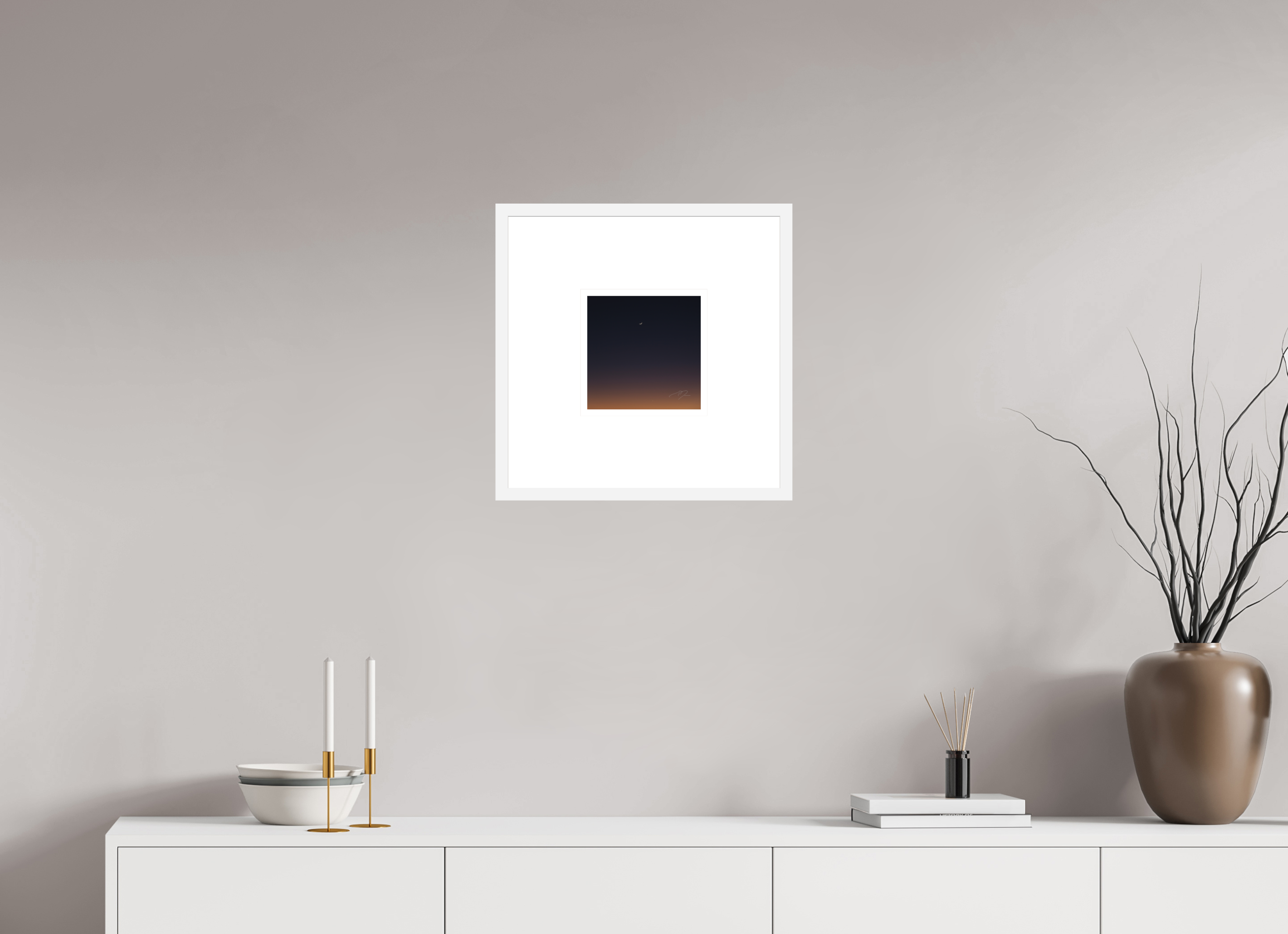 8 x 8″, FRAME SOLID WOOD [FUJIFLEX HIGH GLOSS MATTE FLOAT GLASS] CRESCENT