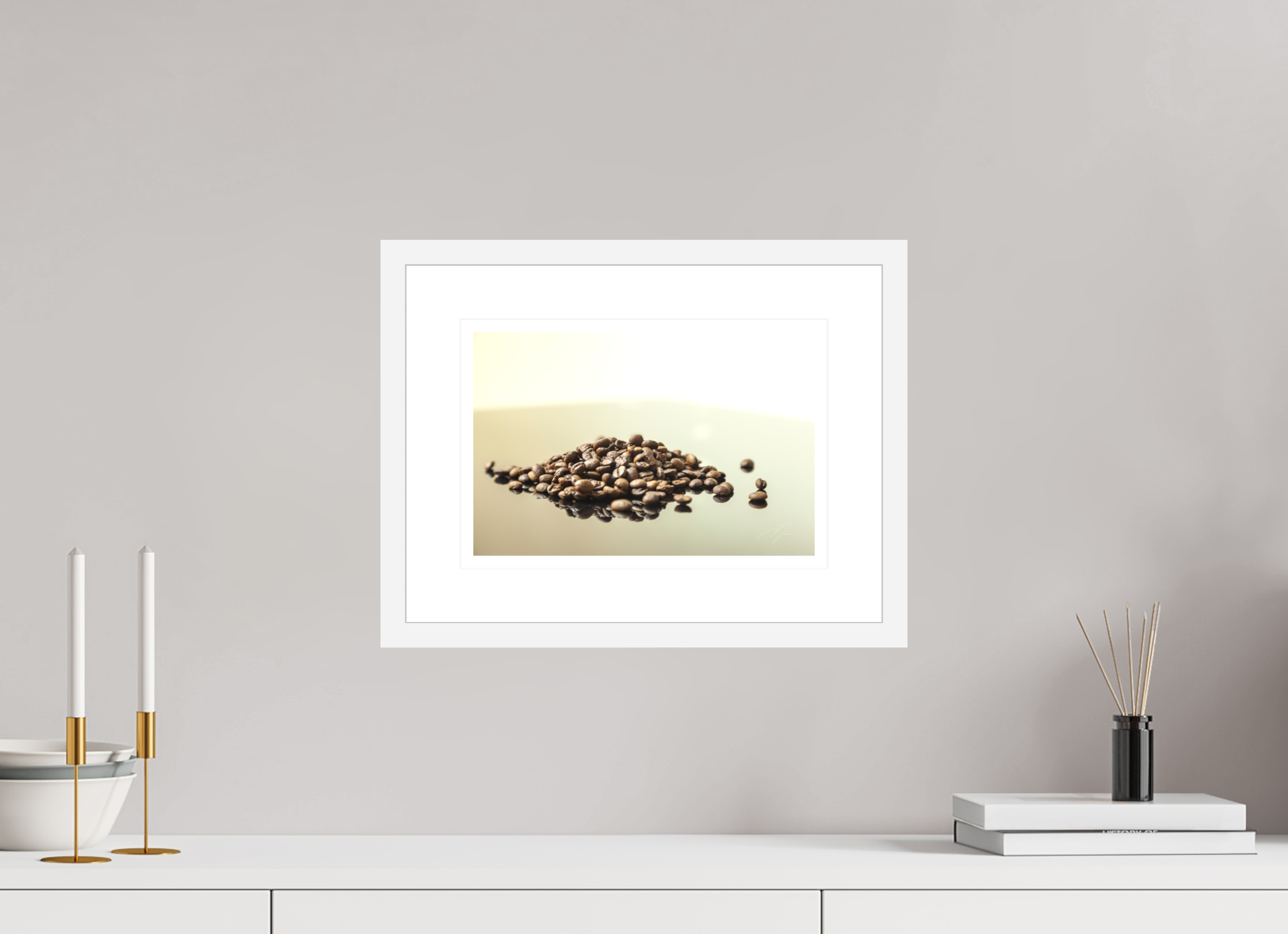 12 x 8″, FRAME - SOLID WOOD [FUJIFLEX] COFFEE BEANS, No.2