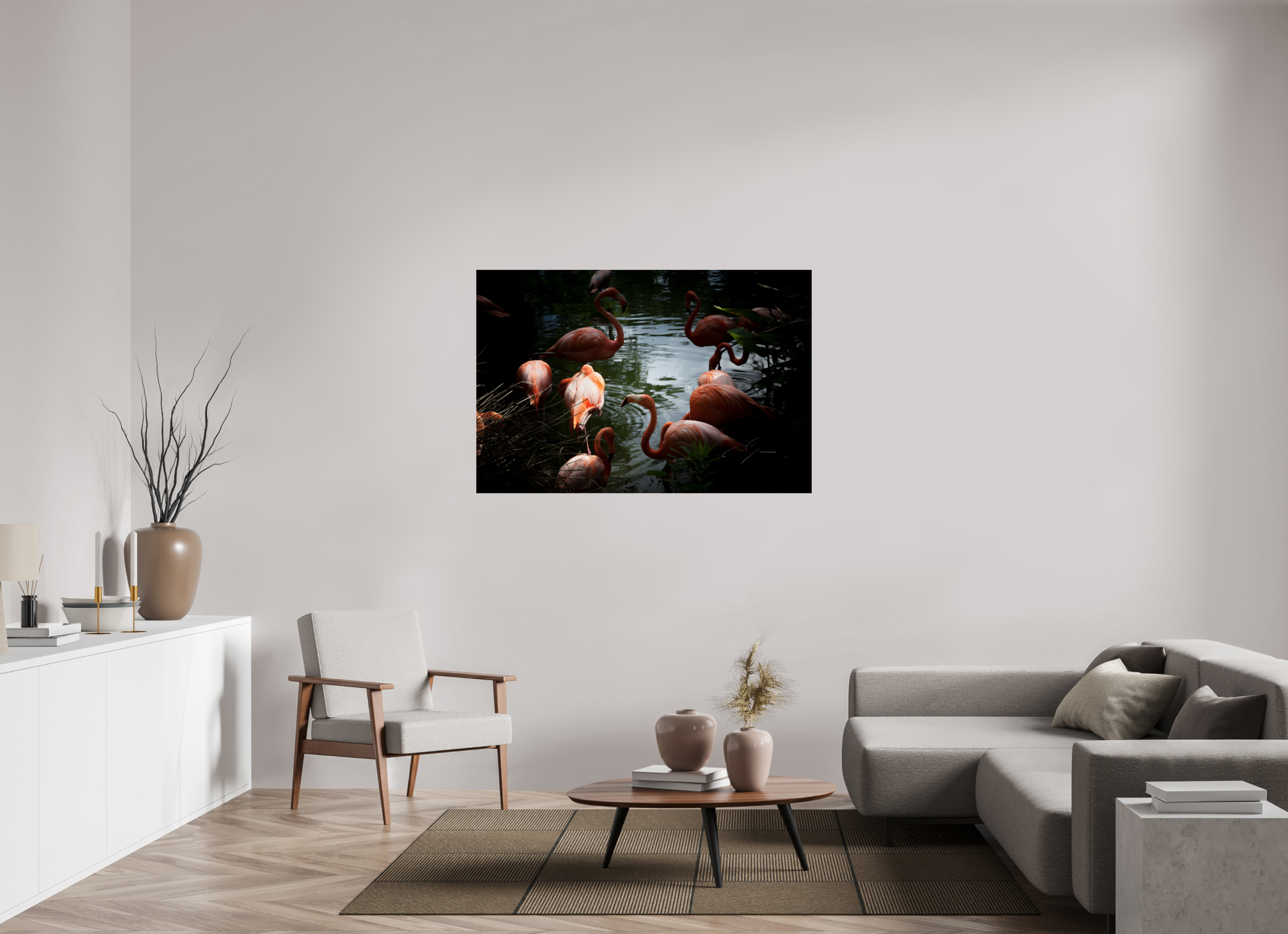 54 x 36″, PHOTO PRINT - FUJIFLEX HIGH GLOSS FLAMINGOS