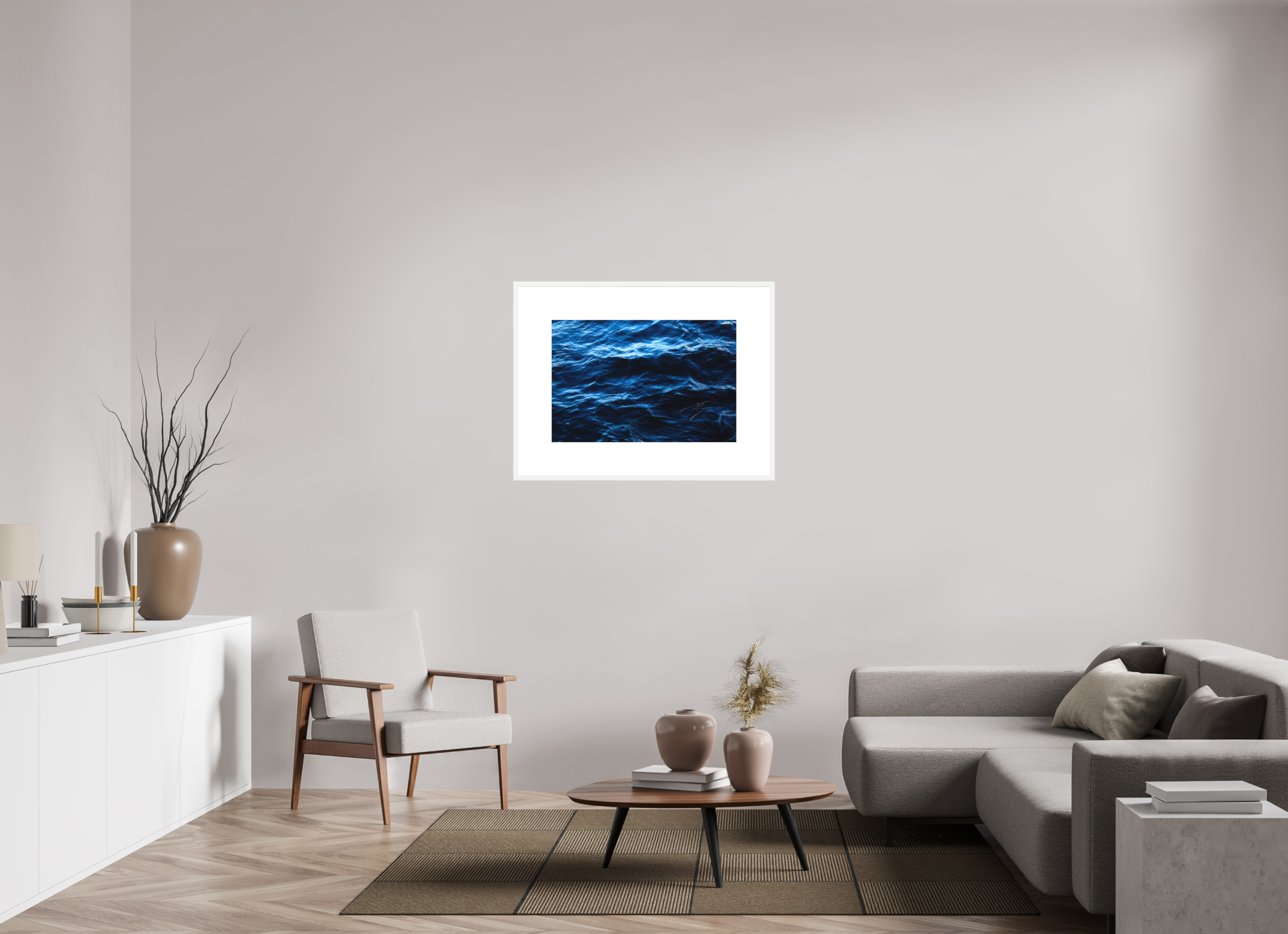 30 x 20″, FRAME SOLID WOOD [FUJI CRYSTAL DP II MATTE FLOAT GLASS] WATER, No.3