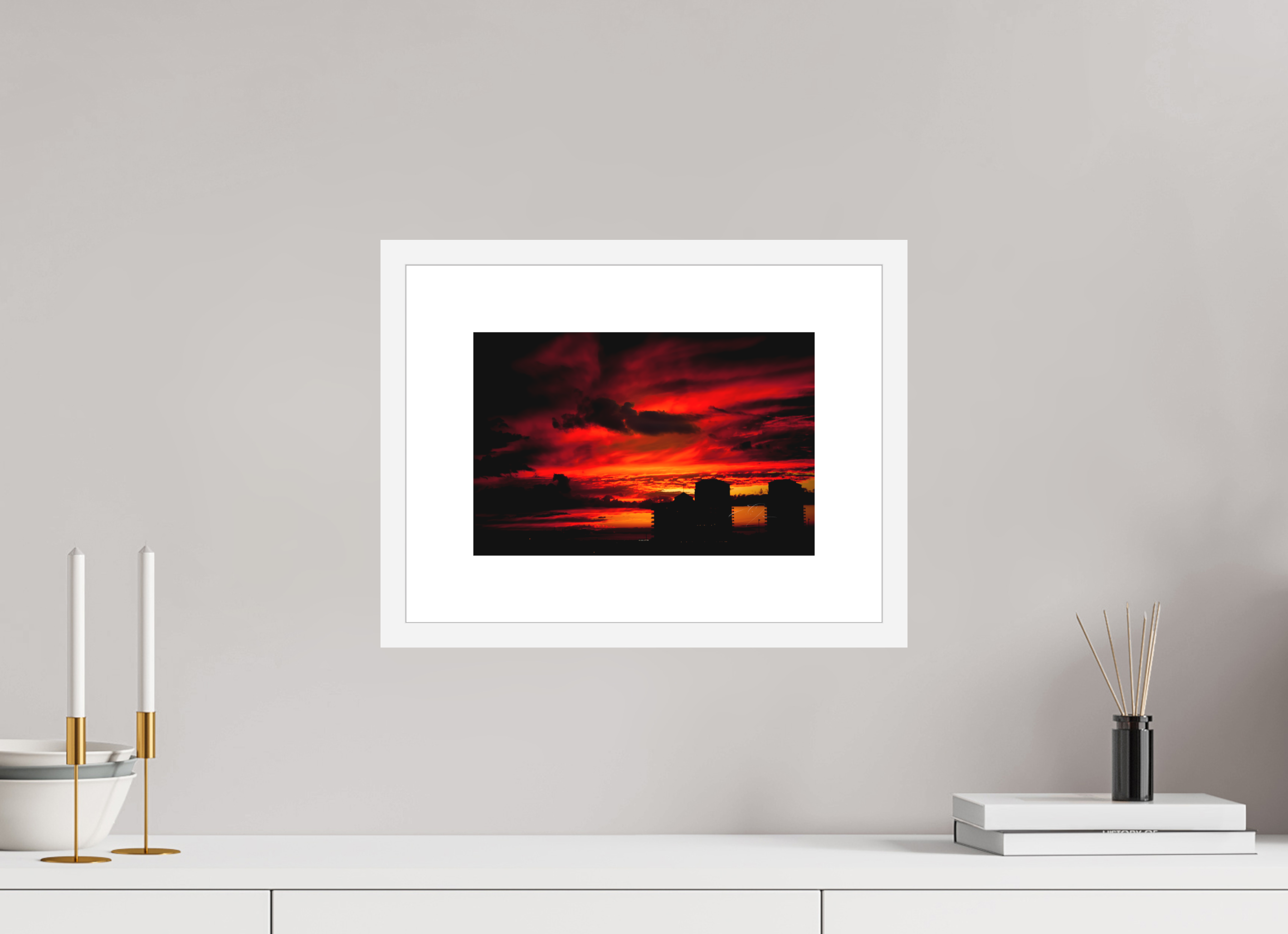 12 x 8″, FRAME - SOLID WOOD [FUJIFLEX] RED SKY