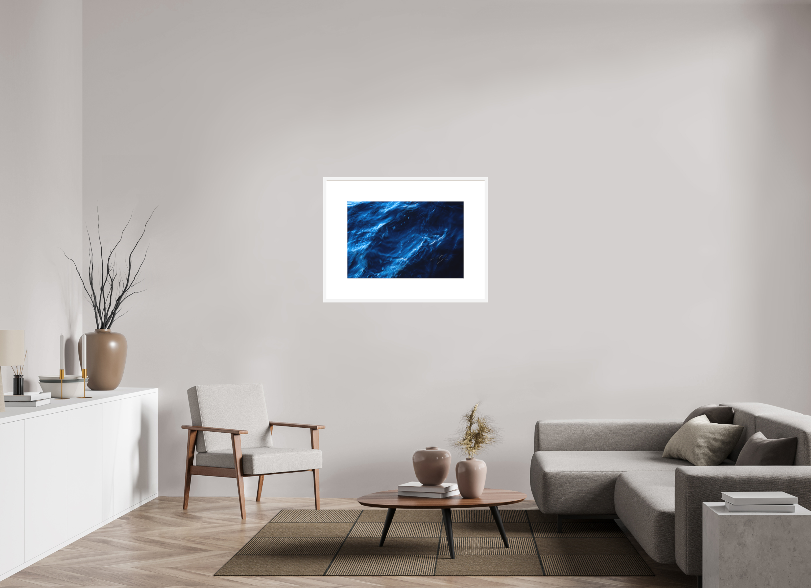 30 x 20″, FRAME SOLID WOOD [FUJIFLEX HIGH GLOSS MATTE FLOAT GLASS] WATER, No.17