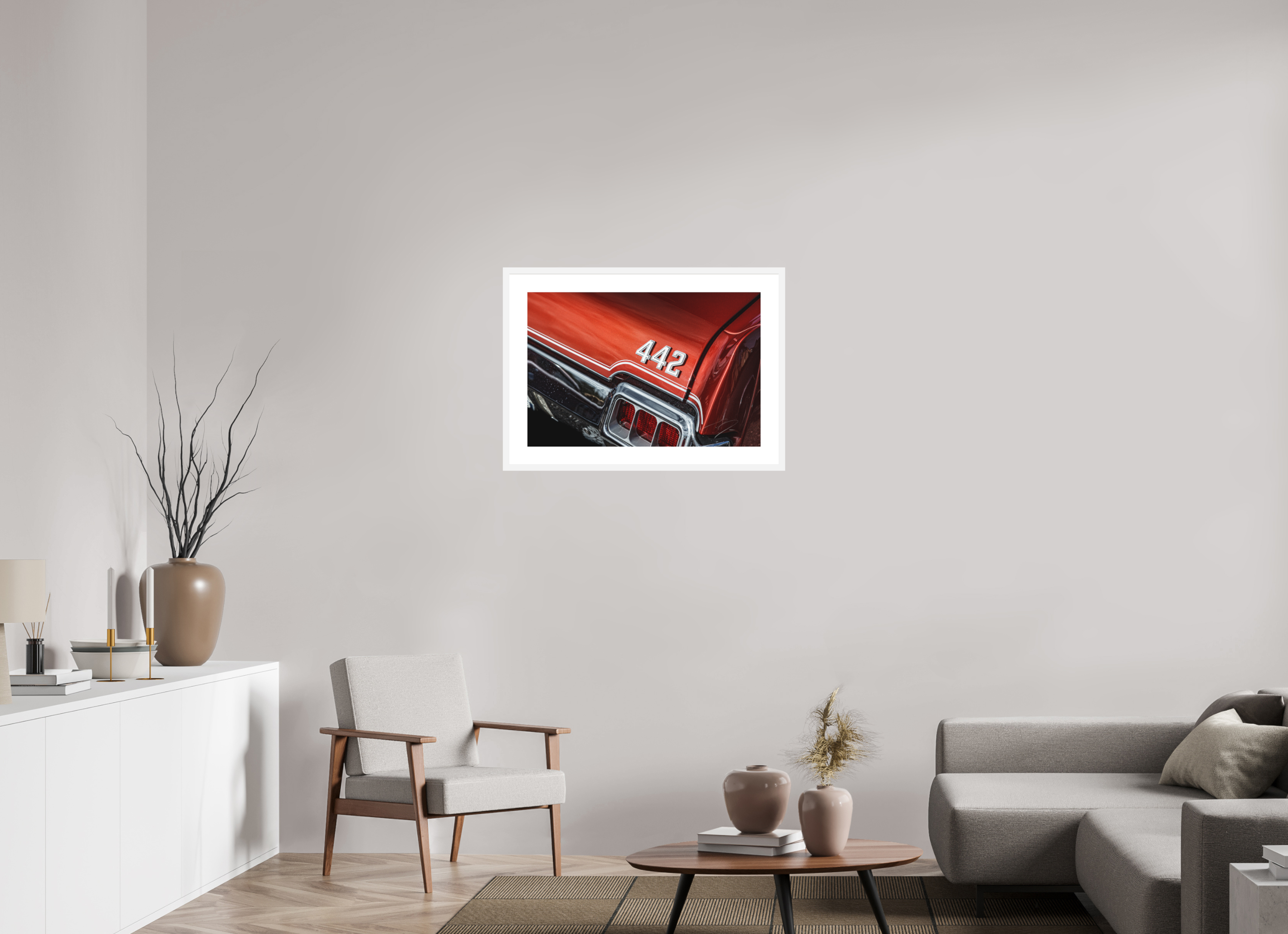30 x 20″, FRAME - SOLID WOOD [FUJIFLEX] 1972 OLDSMOBILE 442, No.2