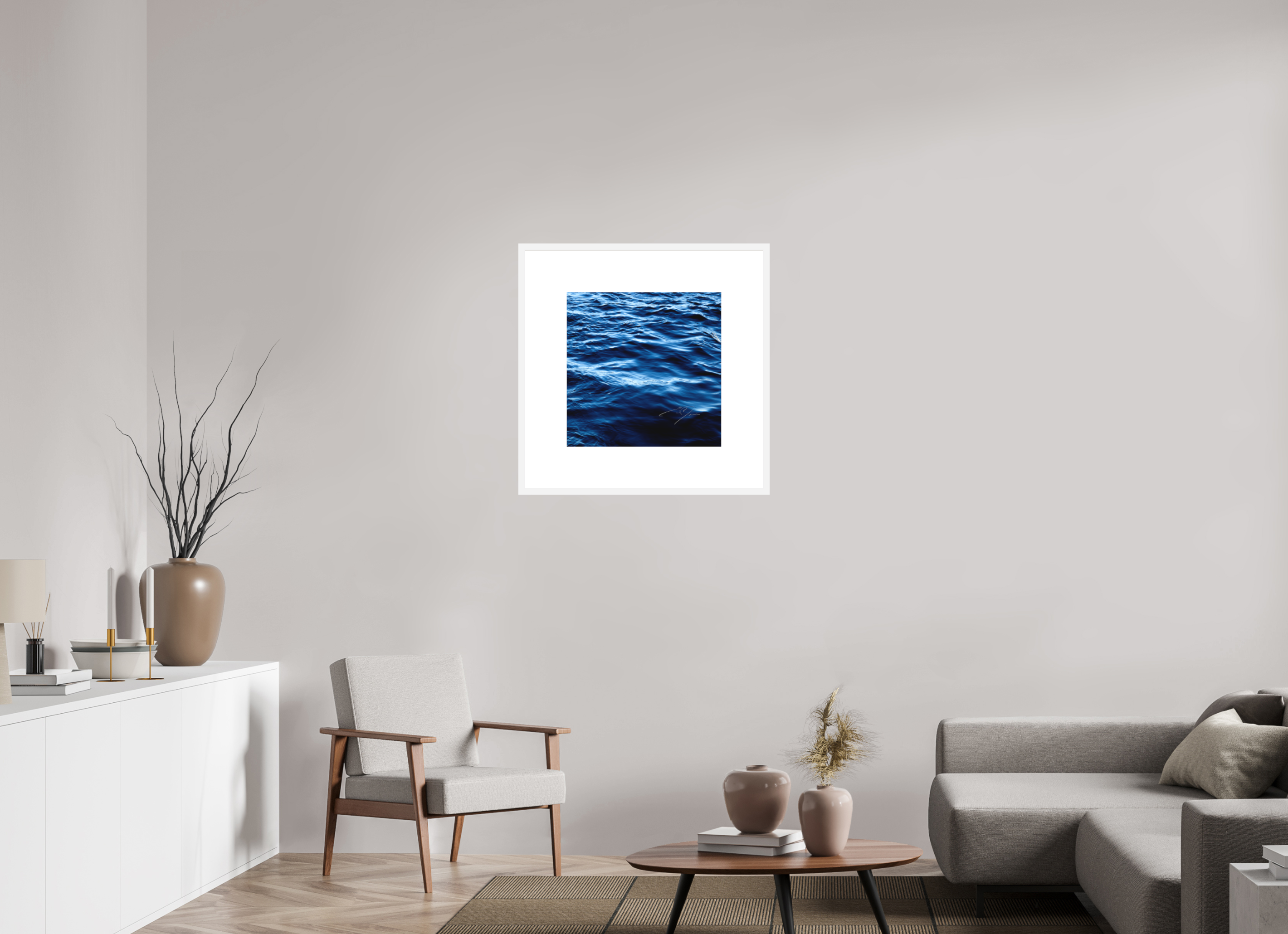 20 x 20″, FRAME SOLID WOOD [FUJIFLEX HIGH GLOSS MATTE FLOAT GLASS] WATER, No.4