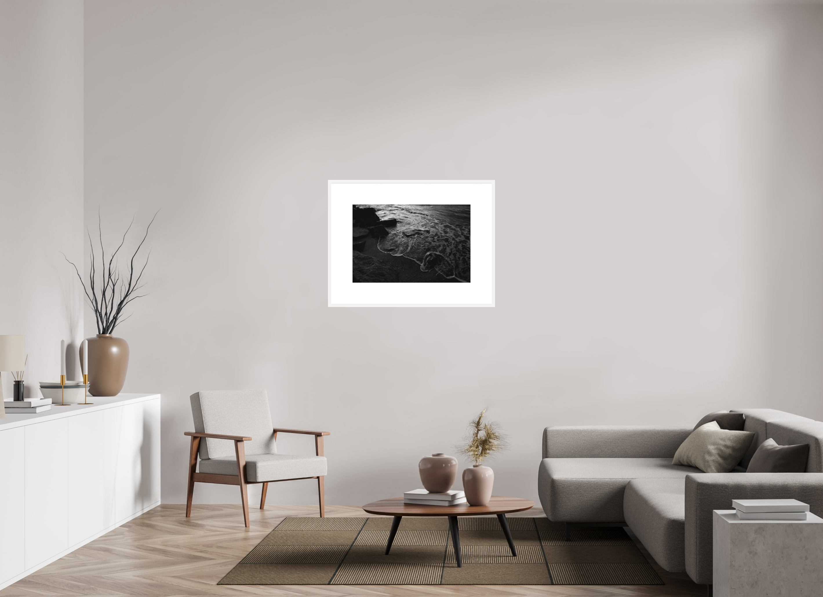 30 x 20″, FRAME SOLID WOOD [FUJIFLEX HIGH GLOSS MATTE FLOAT GLASS] COME TO SHORE