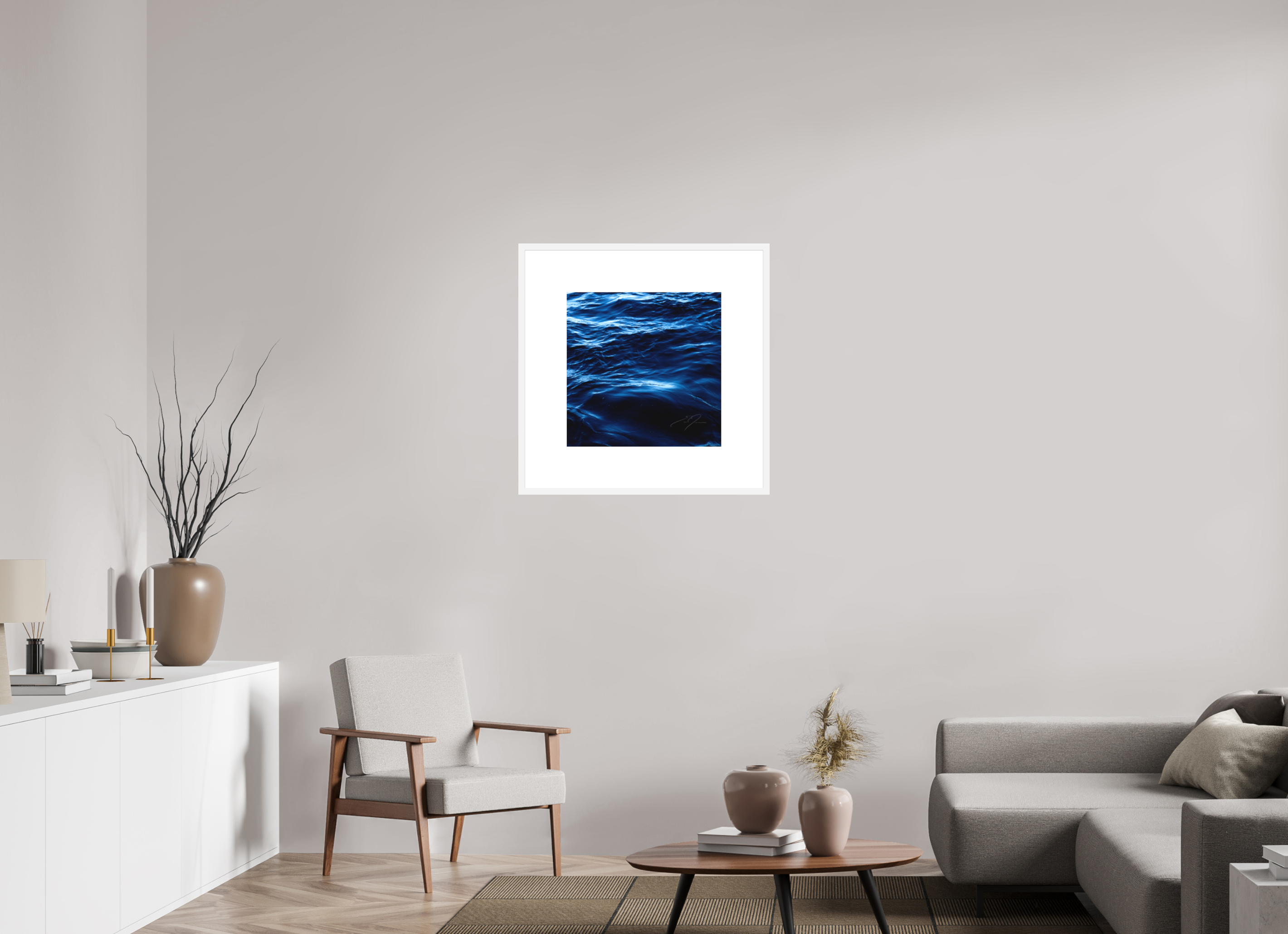 20 x 20″, FRAME SOLID WOOD [FUJI CRYSTAL DP II MATTE FLOAT GLASS] WATER, No.10