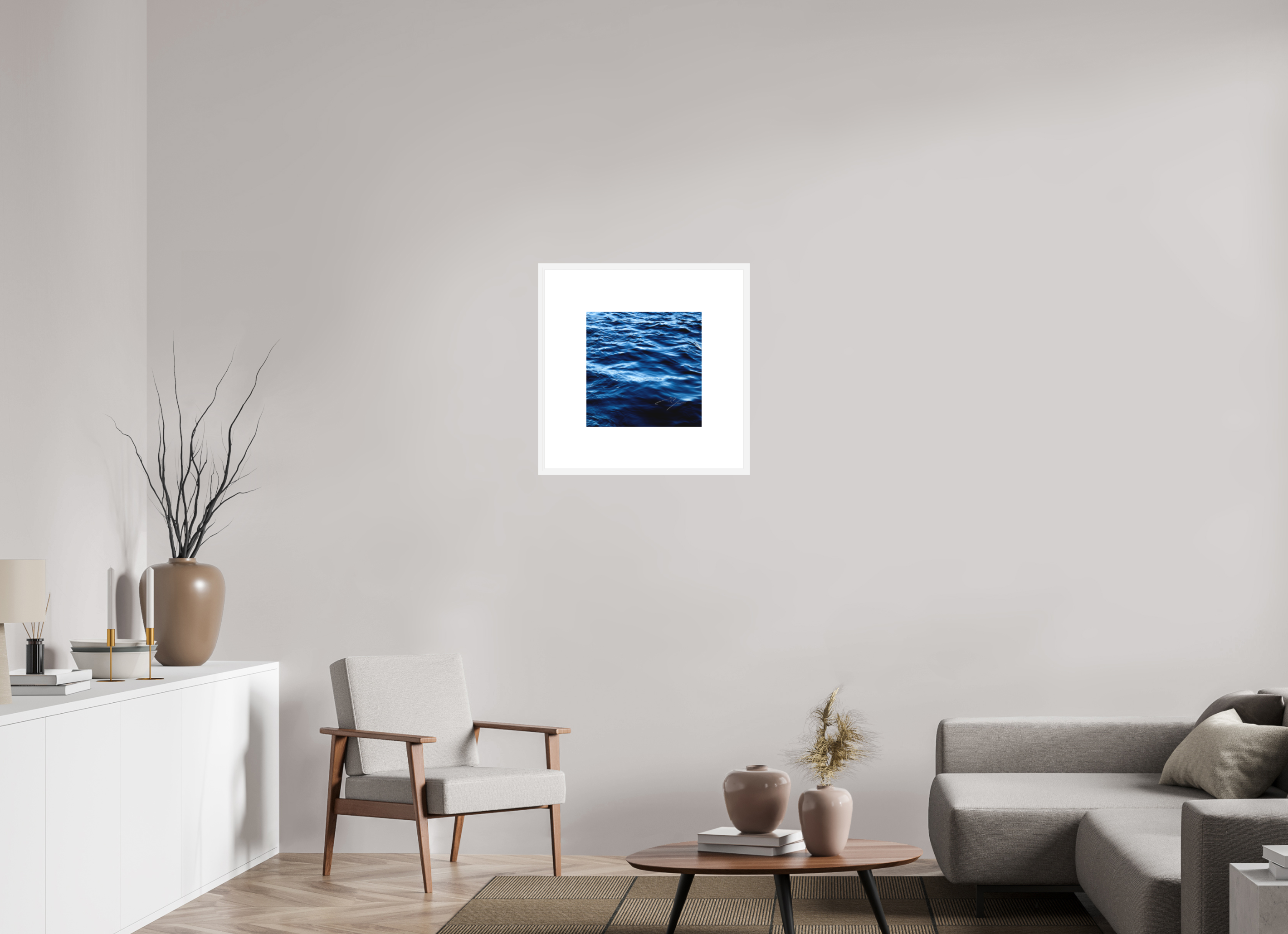 15 x 15″, FRAME SOLID WOOD [FUJIFLEX HIGH GLOSS MATTE FLOAT GLASS] WATER, No.4