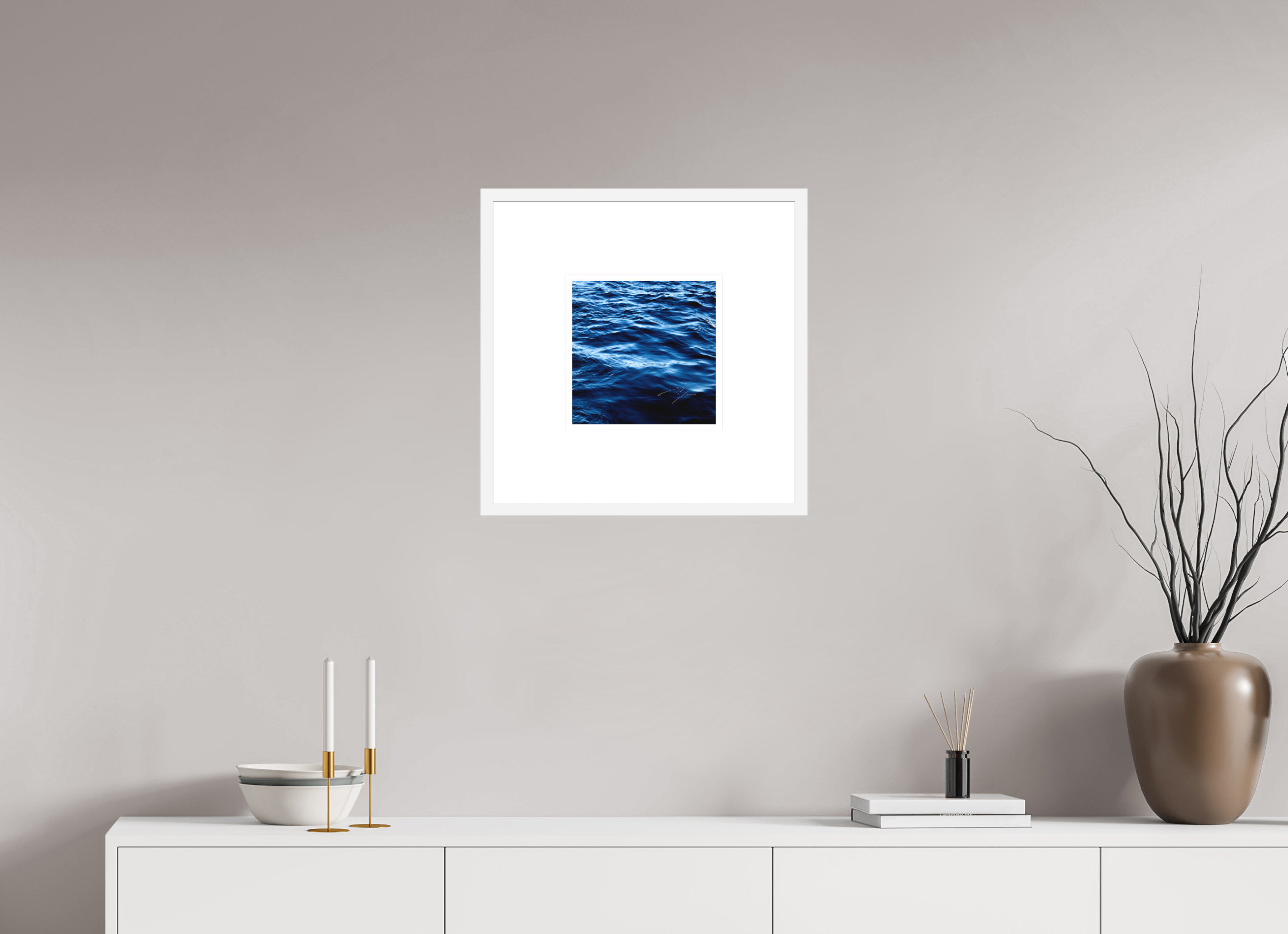 10 x 10″, FRAME SOLID WOOD [FUJI CRYSTAL DP II MATTE FLOAT GLASS] WATER, No.4