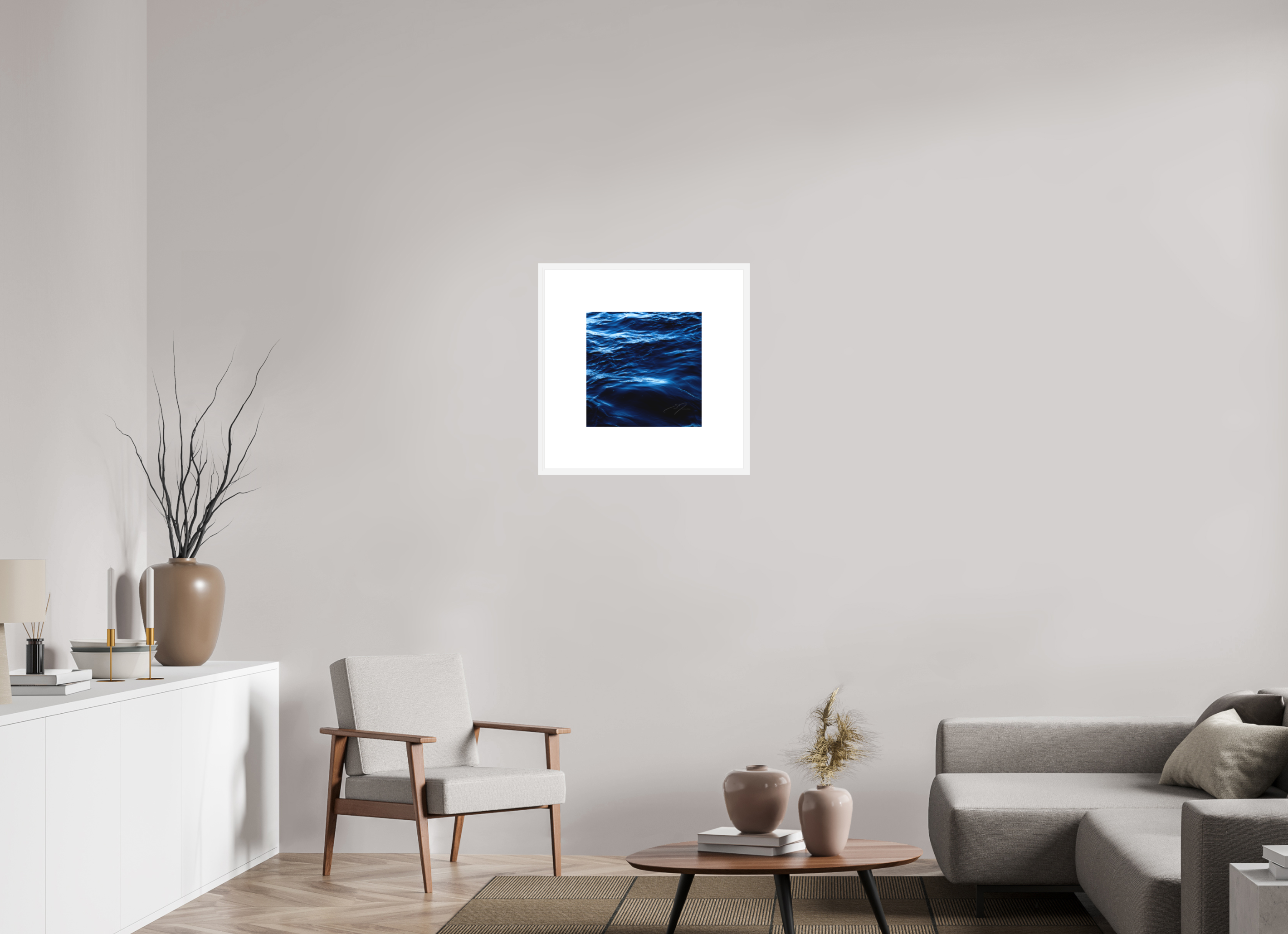 15 x 15″, FRAME SOLID WOOD [FUJIFLEX HIGH GLOSS MATTE FLOAT GLASS] WATER, No.10